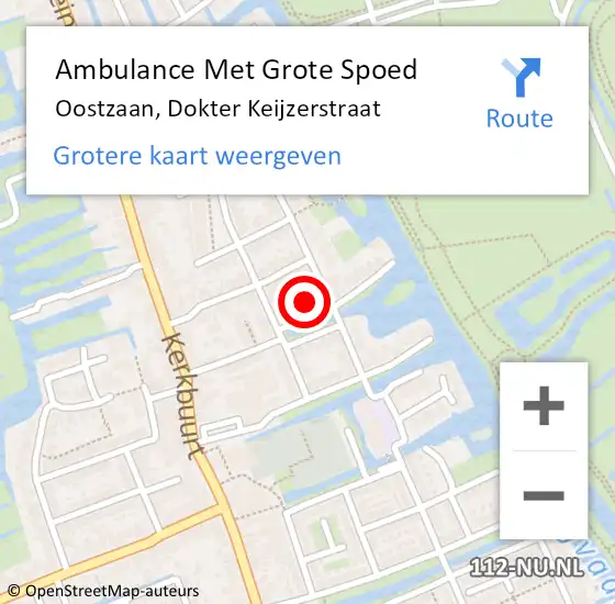 Locatie op kaart van de 112 melding: Ambulance Met Grote Spoed Naar Oostzaan, Dokter Keijzerstraat op 29 augustus 2021 07:13