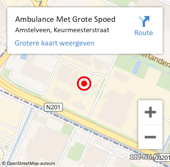 Locatie op kaart van de 112 melding: Ambulance Met Grote Spoed Naar Amstelveen, Keurmeesterstraat op 29 augustus 2021 07:26