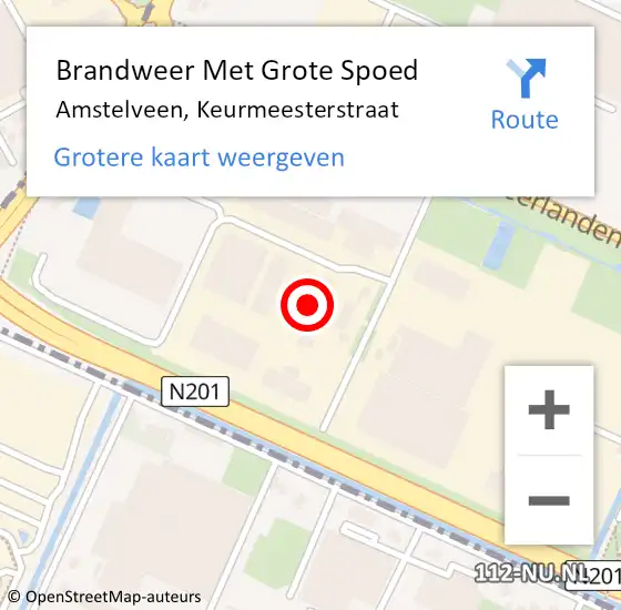 Locatie op kaart van de 112 melding: Brandweer Met Grote Spoed Naar Amstelveen, Keurmeesterstraat op 29 augustus 2021 07:26