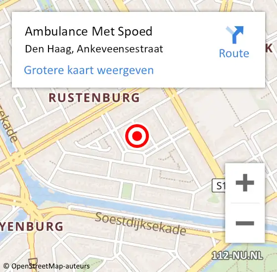 Locatie op kaart van de 112 melding: Ambulance Met Spoed Naar Den Haag, Ankeveensestraat op 29 augustus 2021 07:41