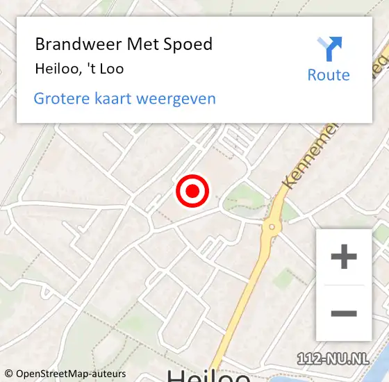 Locatie op kaart van de 112 melding: Brandweer Met Spoed Naar Heiloo, 't Loo op 29 augustus 2021 07:45