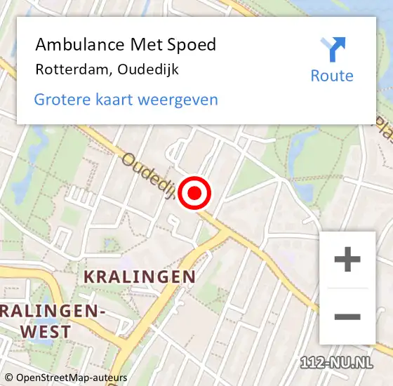 Locatie op kaart van de 112 melding: Ambulance Met Spoed Naar Rotterdam, Oudedijk op 29 augustus 2021 08:24