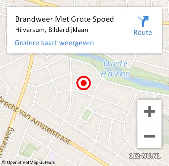 Locatie op kaart van de 112 melding: Brandweer Met Grote Spoed Naar Hilversum, Bilderdijklaan op 29 augustus 2021 08:53