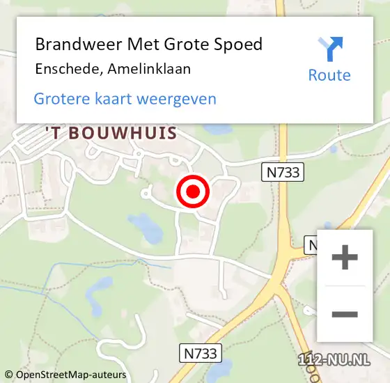 Locatie op kaart van de 112 melding: Brandweer Met Grote Spoed Naar Enschede, Amelinklaan op 29 augustus 2021 08:57