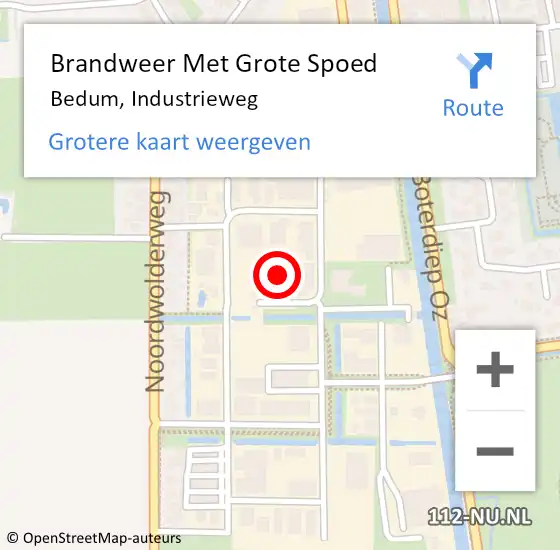 Locatie op kaart van de 112 melding: Brandweer Met Grote Spoed Naar Bedum, Industrieweg op 21 juni 2014 07:46