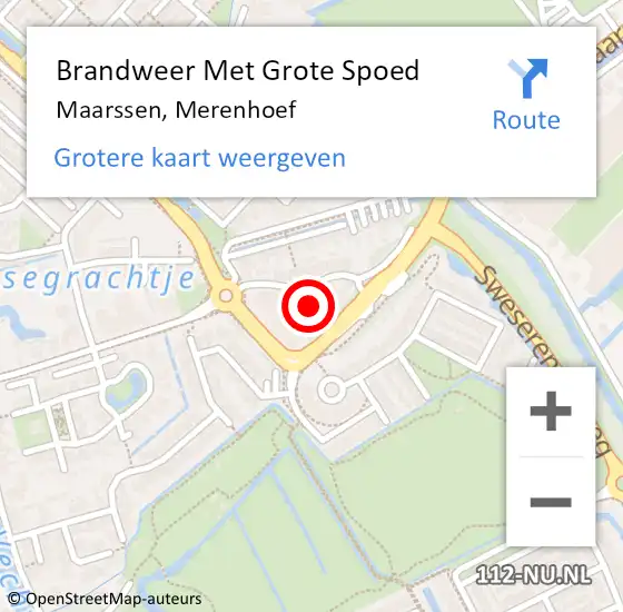 Locatie op kaart van de 112 melding: Brandweer Met Grote Spoed Naar Maarssen, Merenhoef op 29 augustus 2021 09:36