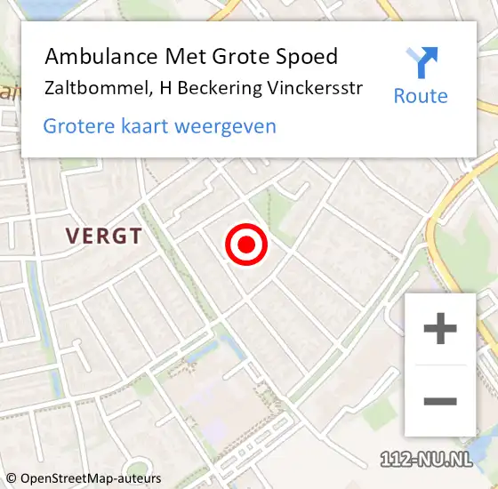 Locatie op kaart van de 112 melding: Ambulance Met Grote Spoed Naar Zaltbommel, H Beckering Vinckersstr op 29 augustus 2021 09:39