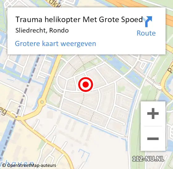 Locatie op kaart van de 112 melding: Trauma helikopter Met Grote Spoed Naar Sliedrecht, Rondo op 29 augustus 2021 10:59