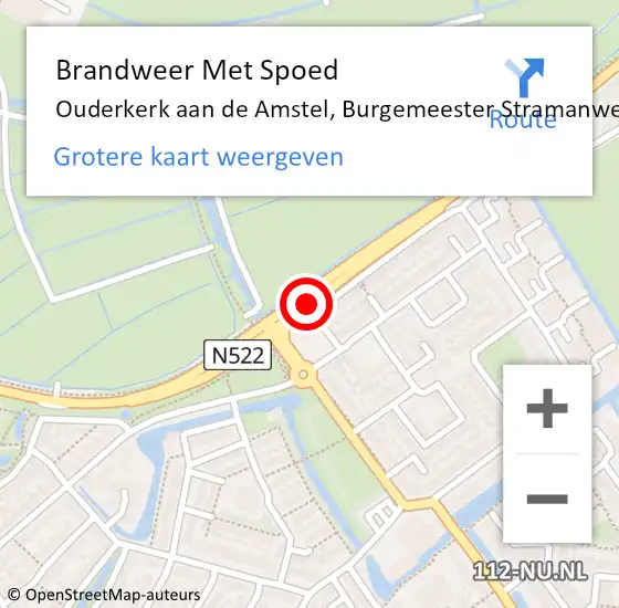 Locatie op kaart van de 112 melding: Brandweer Met Spoed Naar Ouderkerk aan de Amstel, Burgemeester Stramanweg op 29 augustus 2021 11:21