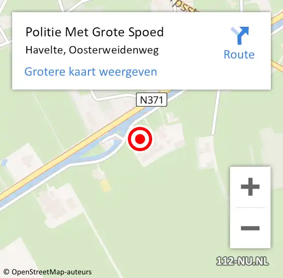 Locatie op kaart van de 112 melding: Politie Met Grote Spoed Naar Havelte, Oosterweidenweg op 29 augustus 2021 11:23