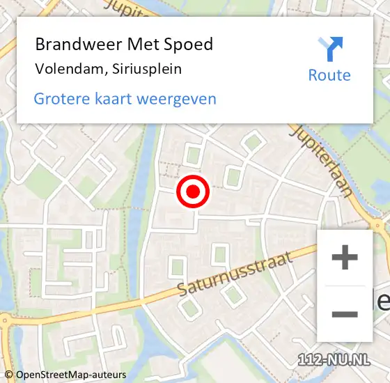 Locatie op kaart van de 112 melding: Brandweer Met Spoed Naar Volendam, Siriusplein op 29 augustus 2021 11:23