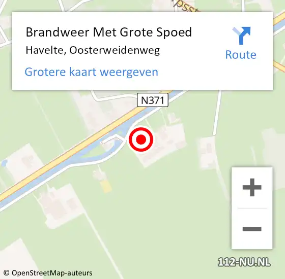 Locatie op kaart van de 112 melding: Brandweer Met Grote Spoed Naar Havelte, Oosterweidenweg op 29 augustus 2021 11:24