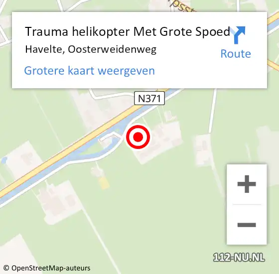 Locatie op kaart van de 112 melding: Trauma helikopter Met Grote Spoed Naar Havelte, Oosterweidenweg op 29 augustus 2021 11:26