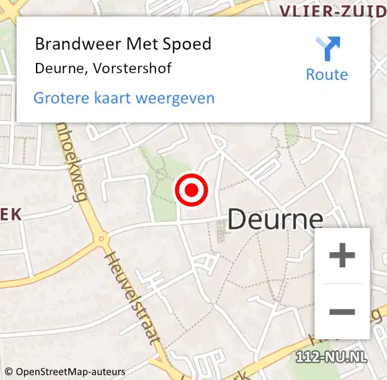 Locatie op kaart van de 112 melding: Brandweer Met Spoed Naar Deurne, Vorstershof op 29 augustus 2021 11:29