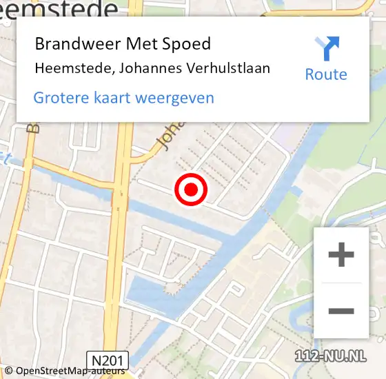 Locatie op kaart van de 112 melding: Brandweer Met Spoed Naar Heemstede, Johannes Verhulstlaan op 29 augustus 2021 11:42