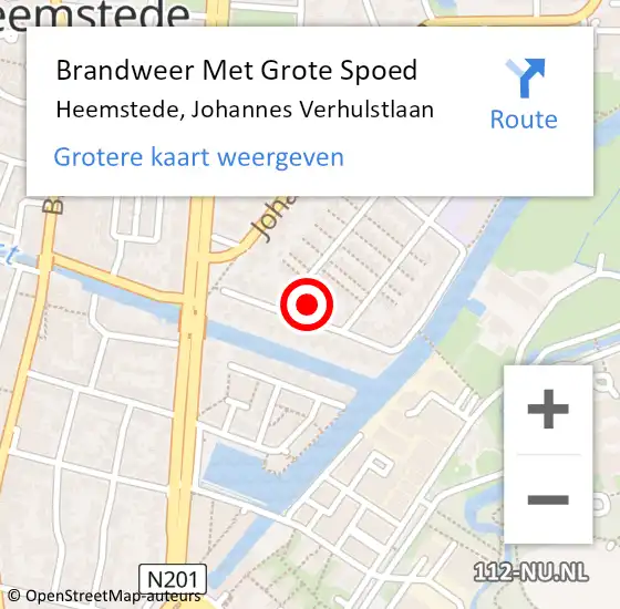 Locatie op kaart van de 112 melding: Brandweer Met Grote Spoed Naar Heemstede, Johannes Verhulstlaan op 29 augustus 2021 11:48