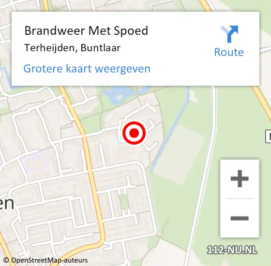 Locatie op kaart van de 112 melding: Brandweer Met Spoed Naar Terheijden, Buntlaar op 29 augustus 2021 12:14