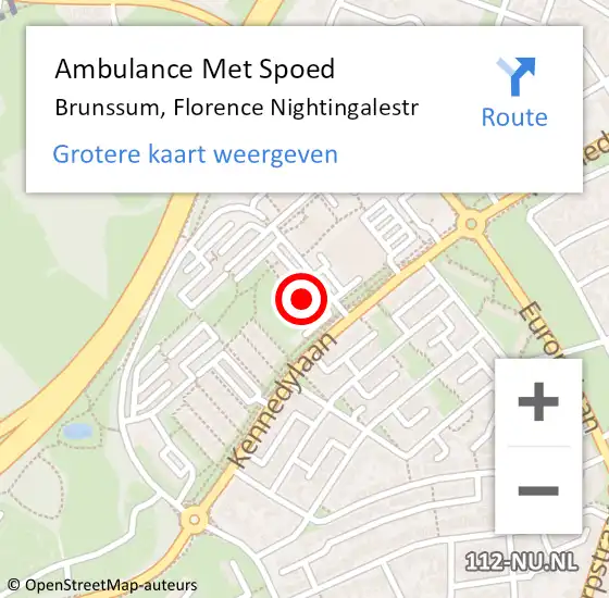 Locatie op kaart van de 112 melding: Ambulance Met Spoed Naar Brunssum, Florence Nightingalestr op 21 juni 2014 08:18