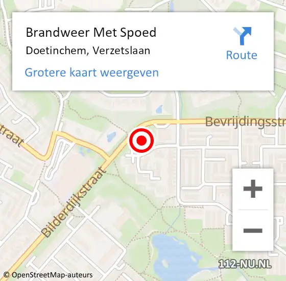 Locatie op kaart van de 112 melding: Brandweer Met Spoed Naar Doetinchem, Verzetslaan op 29 augustus 2021 12:36