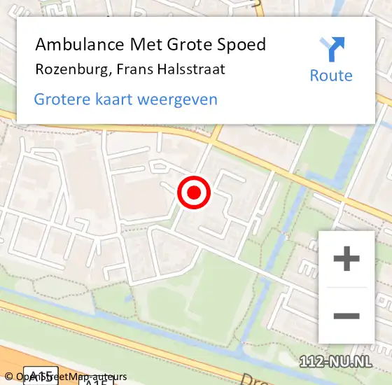 Locatie op kaart van de 112 melding: Ambulance Met Grote Spoed Naar Rozenburg, Frans Halsstraat op 29 augustus 2021 12:41