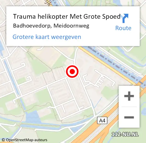 Locatie op kaart van de 112 melding: Trauma helikopter Met Grote Spoed Naar Badhoevedorp, Meidoornweg op 29 augustus 2021 12:56