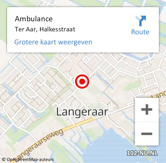 Locatie op kaart van de 112 melding: Ambulance Ter Aar, Halkesstraat op 21 juni 2014 08:20