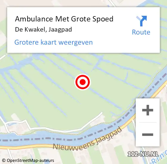 Locatie op kaart van de 112 melding: Ambulance Met Grote Spoed Naar De Kwakel, Jaagpad op 29 augustus 2021 13:27