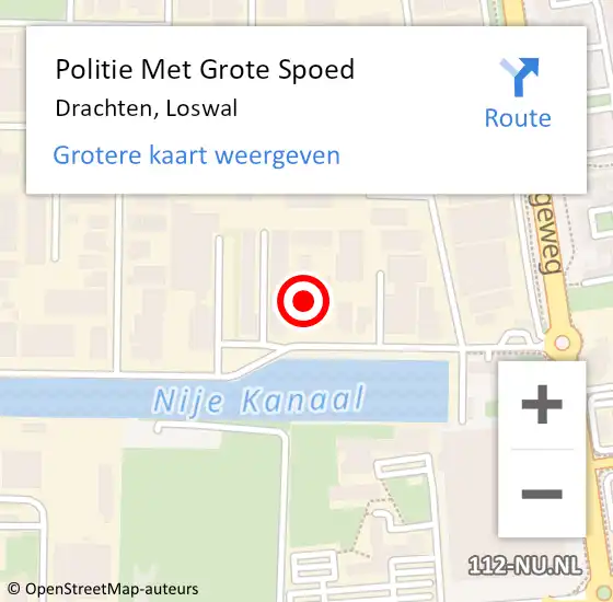 Locatie op kaart van de 112 melding: Politie Met Grote Spoed Naar Drachten, Loswal op 29 augustus 2021 13:44