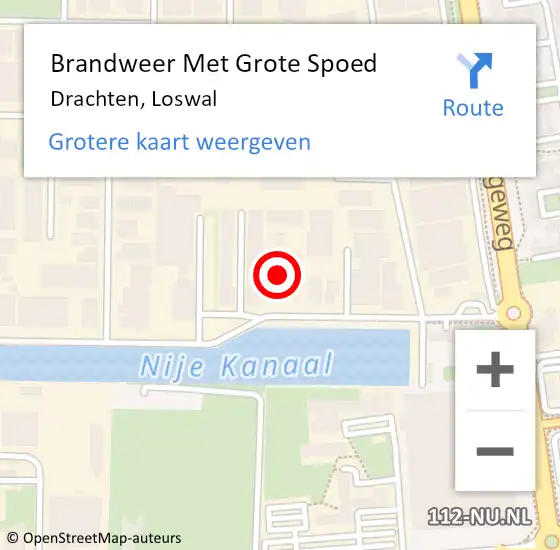 Locatie op kaart van de 112 melding: Brandweer Met Grote Spoed Naar Drachten, Loswal op 29 augustus 2021 13:44