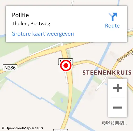 Locatie op kaart van de 112 melding: Politie Tholen, Postweg op 21 juni 2014 08:28