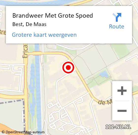 Locatie op kaart van de 112 melding: Brandweer Met Grote Spoed Naar Best, De Maas op 5 oktober 2013 18:53