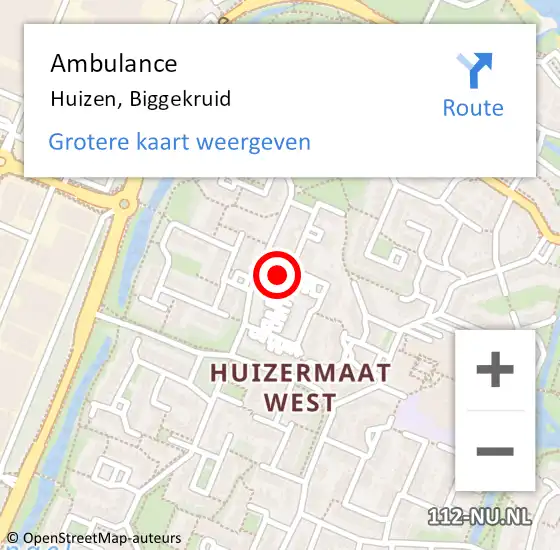 Locatie op kaart van de 112 melding: Ambulance Huizen, Biggekruid op 21 juni 2014 08:30