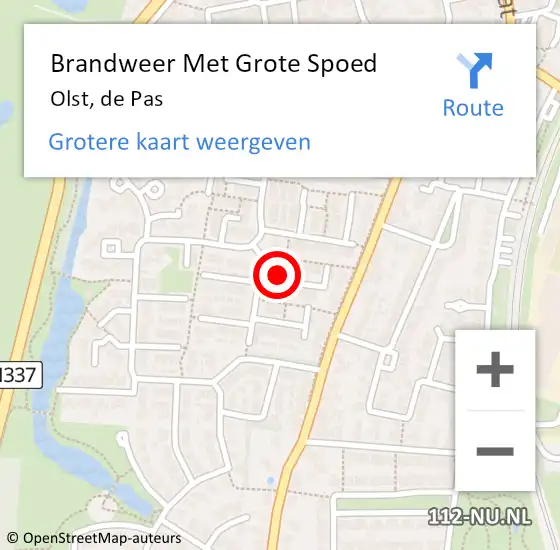 Locatie op kaart van de 112 melding: Brandweer Met Grote Spoed Naar Olst, de Pas op 29 augustus 2021 14:26