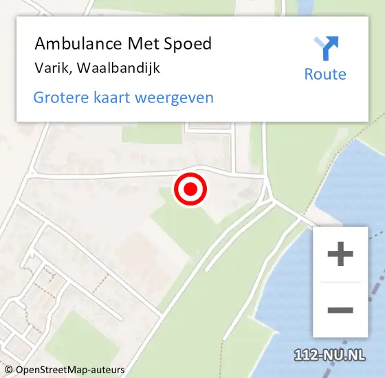 Locatie op kaart van de 112 melding: Ambulance Met Spoed Naar Varik, Waalbandijk op 29 augustus 2021 14:32