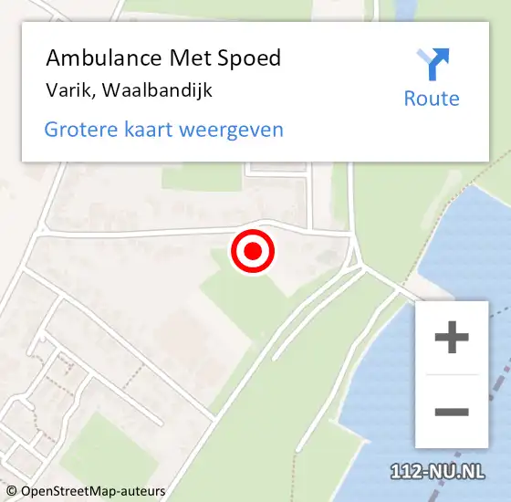 Locatie op kaart van de 112 melding: Ambulance Met Spoed Naar Varik, Waalbandijk op 29 augustus 2021 14:35