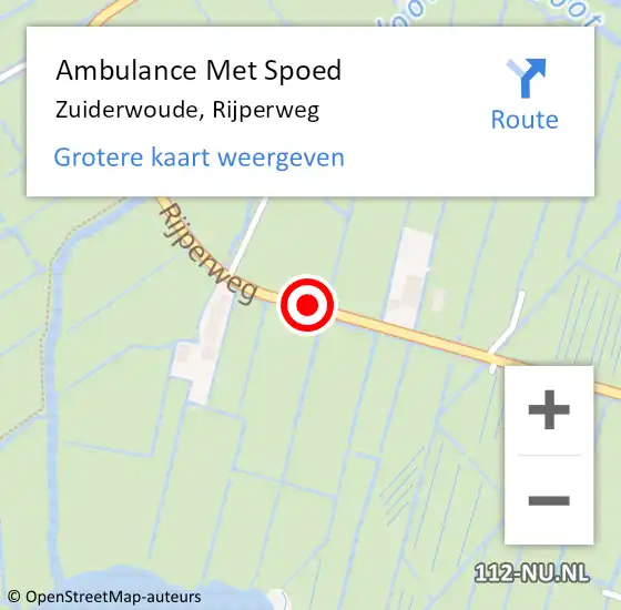 Locatie op kaart van de 112 melding: Ambulance Met Spoed Naar Zuiderwoude, Rijperweg op 29 augustus 2021 14:39