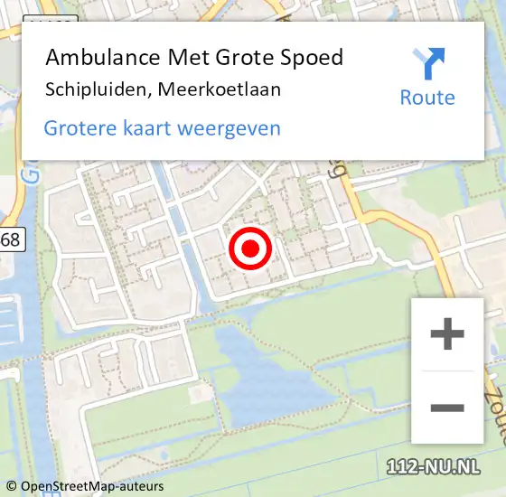 Locatie op kaart van de 112 melding: Ambulance Met Grote Spoed Naar Schipluiden, Meerkoetlaan op 29 augustus 2021 15:18