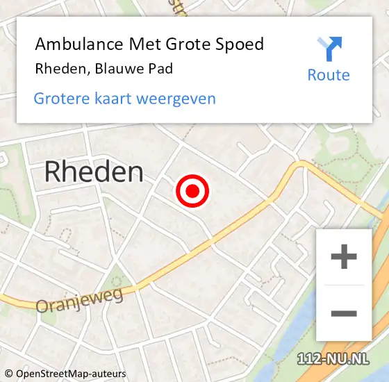 Locatie op kaart van de 112 melding: Ambulance Met Grote Spoed Naar Rheden, Blauwe Pad op 29 augustus 2021 15:19