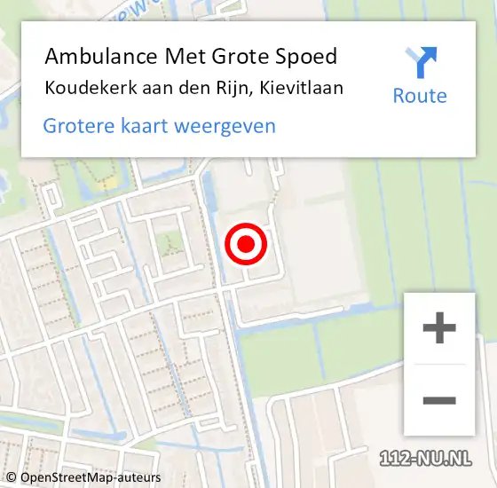 Locatie op kaart van de 112 melding: Ambulance Met Grote Spoed Naar Koudekerk aan den Rijn, Kievitlaan op 29 augustus 2021 15:28