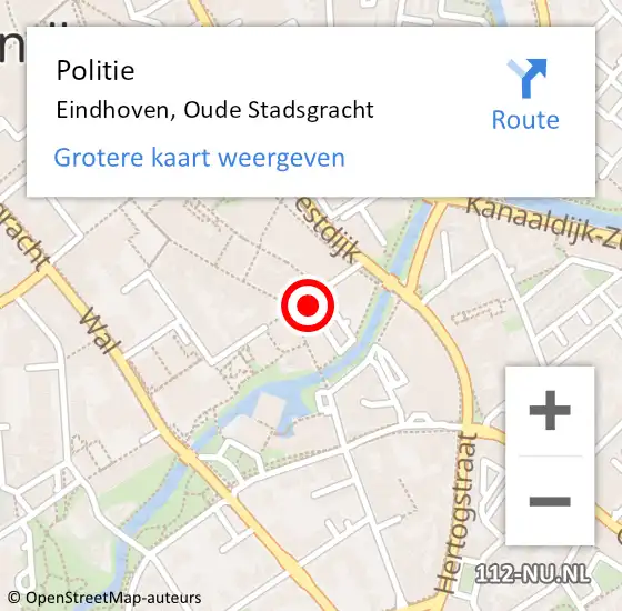 Locatie op kaart van de 112 melding: Politie Eindhoven, Oude Stadsgracht op 29 augustus 2021 15:31
