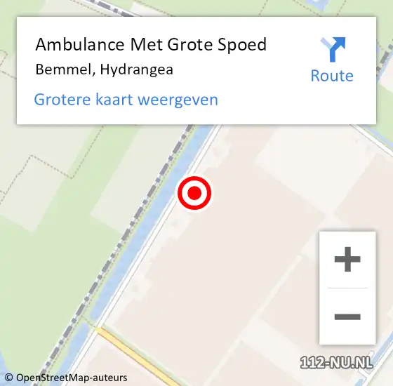 Locatie op kaart van de 112 melding: Ambulance Met Grote Spoed Naar Bemmel, Hydrangea op 29 augustus 2021 15:38