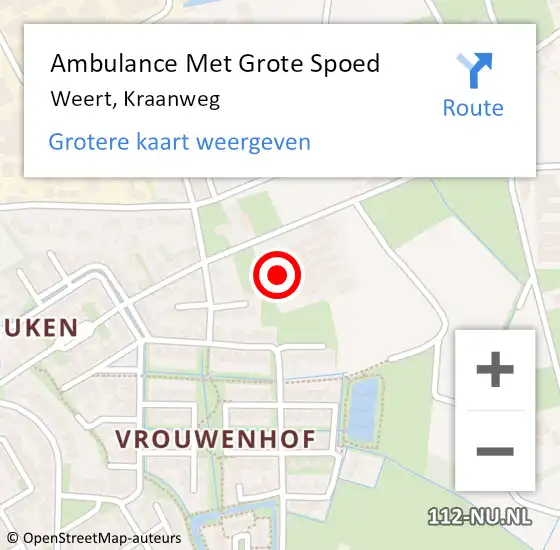 Locatie op kaart van de 112 melding: Ambulance Met Grote Spoed Naar Weert, Kraanweg op 29 augustus 2021 15:47