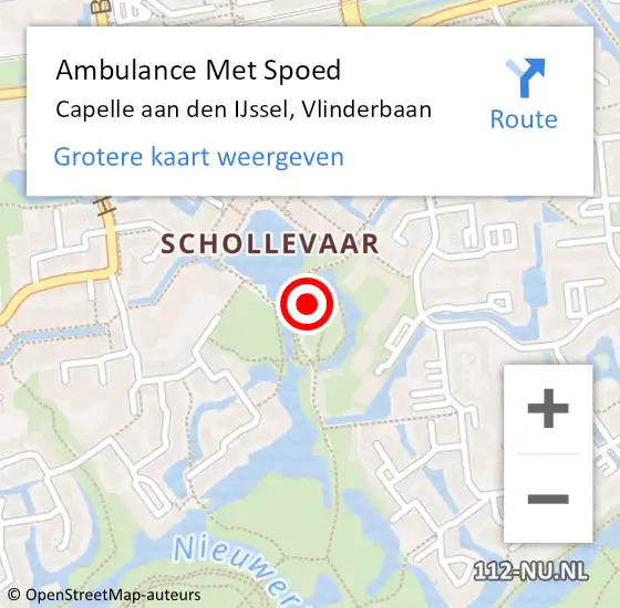 Locatie op kaart van de 112 melding: Ambulance Met Spoed Naar Capelle aan den IJssel, Vlinderbaan op 29 augustus 2021 15:58