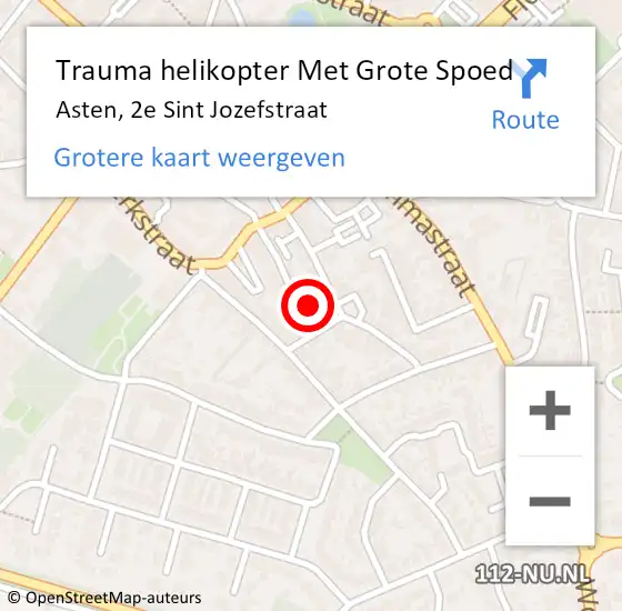 Locatie op kaart van de 112 melding: Trauma helikopter Met Grote Spoed Naar Asten, 2e Sint Jozefstraat op 29 augustus 2021 15:59