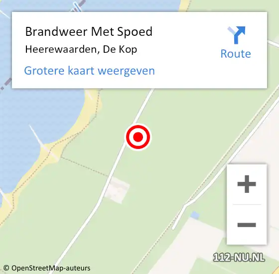 Locatie op kaart van de 112 melding: Brandweer Met Spoed Naar Heerewaarden, De Kop op 29 augustus 2021 16:02