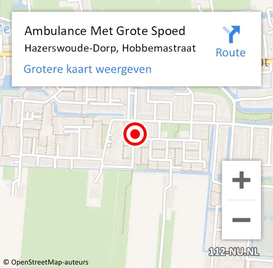 Locatie op kaart van de 112 melding: Ambulance Met Grote Spoed Naar Hazerswoude-Dorp, Hobbemastraat op 29 augustus 2021 16:21