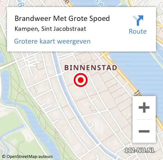 Locatie op kaart van de 112 melding: Brandweer Met Grote Spoed Naar Kampen, Sint Jacobstraat op 29 augustus 2021 16:22