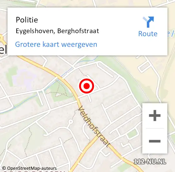 Locatie op kaart van de 112 melding: Politie Eygelshoven, Berghofstraat op 29 augustus 2021 16:46