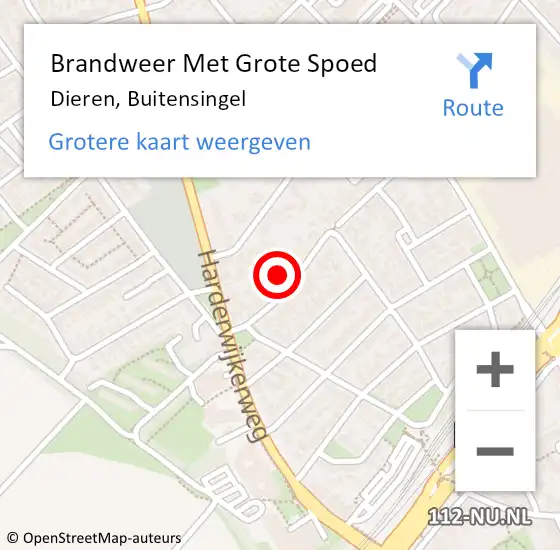 Locatie op kaart van de 112 melding: Brandweer Met Grote Spoed Naar Dieren, Buitensingel op 29 augustus 2021 16:50