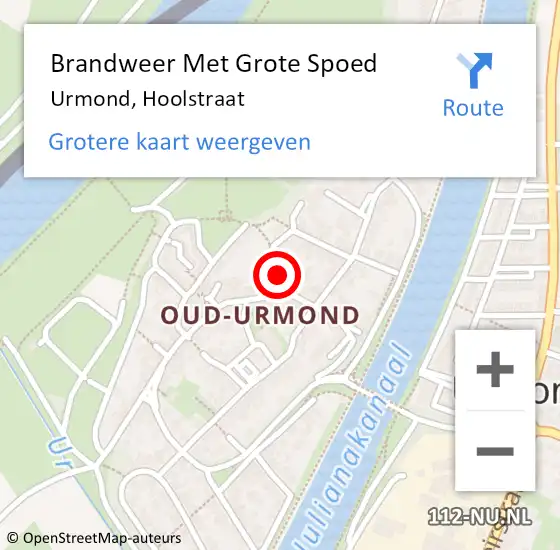 Locatie op kaart van de 112 melding: Brandweer Met Grote Spoed Naar Urmond, Hoolstraat op 29 augustus 2021 16:57